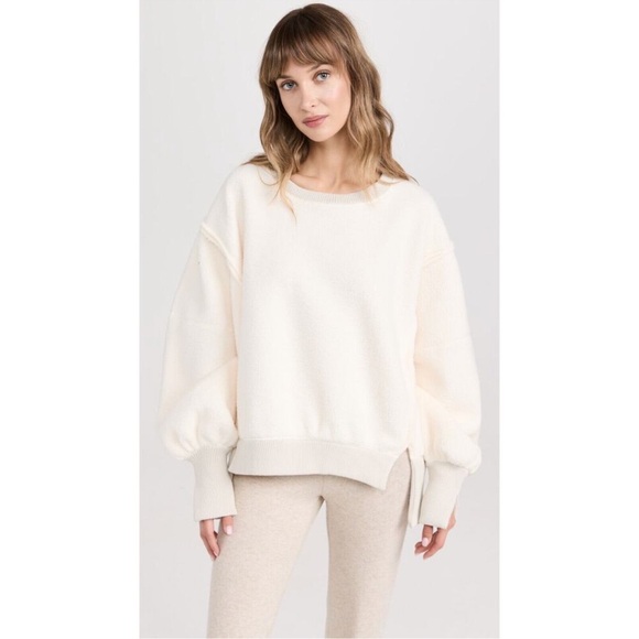 FREE PEOPLE WE THE FREE VANILLA ICE CREAM COZY CAMDEN PULLOVER SWEATSHIRT TOP - Picture 8 of 14